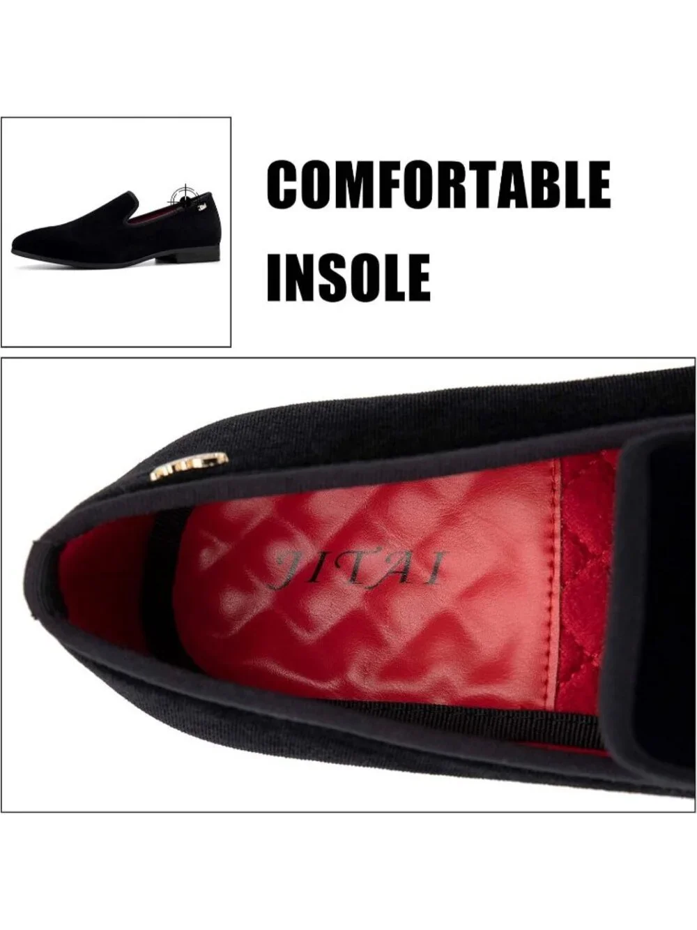 JITAI Men's Black Velvet Loafers Penny Slip On Tuxedo Wedding Fashion Prom Shoes